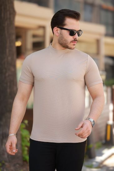Erkek Ince çizgi Dokulu Kısa Kollu T-shirt resmi